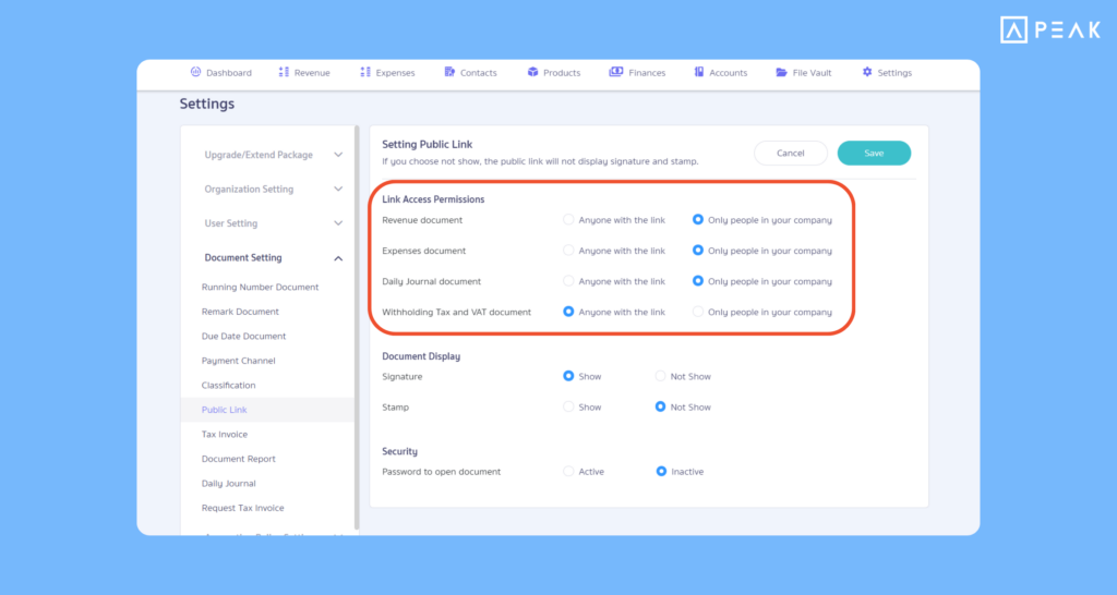 Setting Public Link PEAK Update 16/09