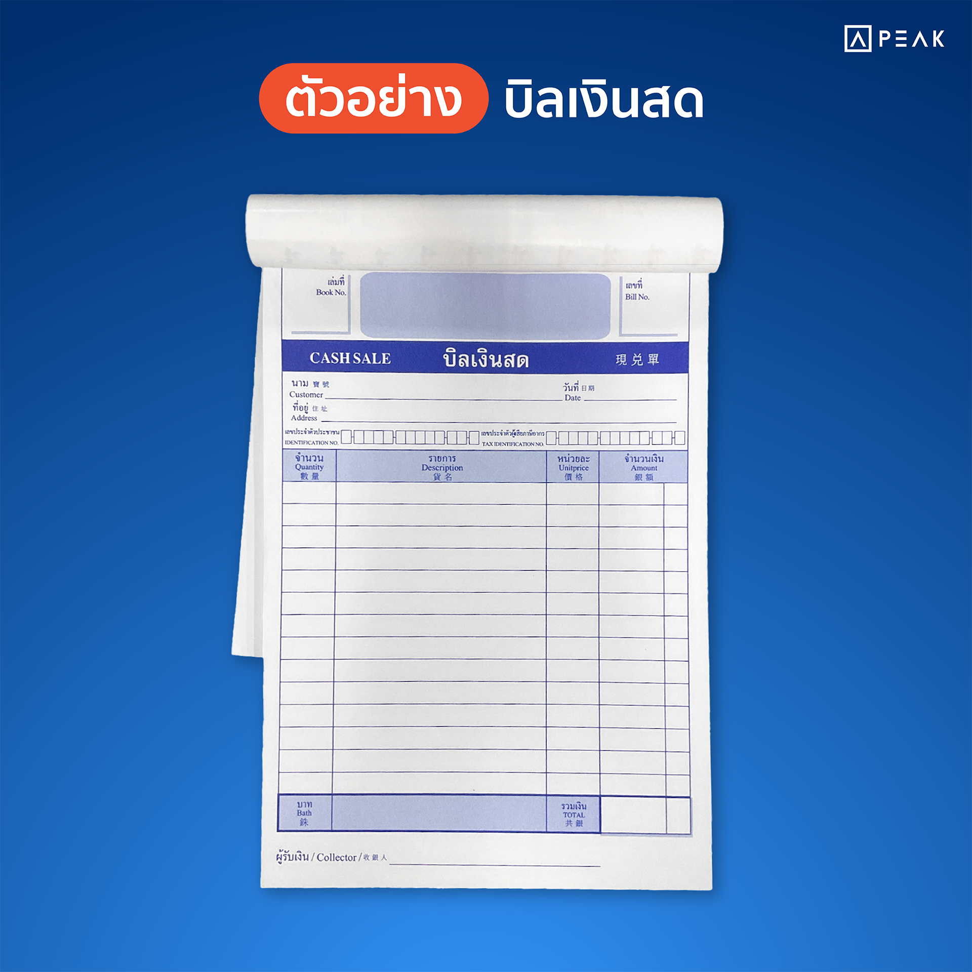 ตัวอย่าง บิลเงินสด
