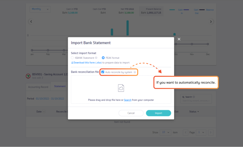 Bank data file import page