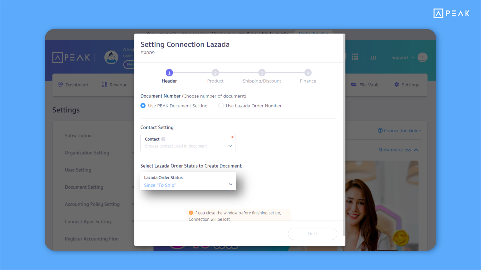 Status Selection Setting for Document Creation Shopee/Lazada