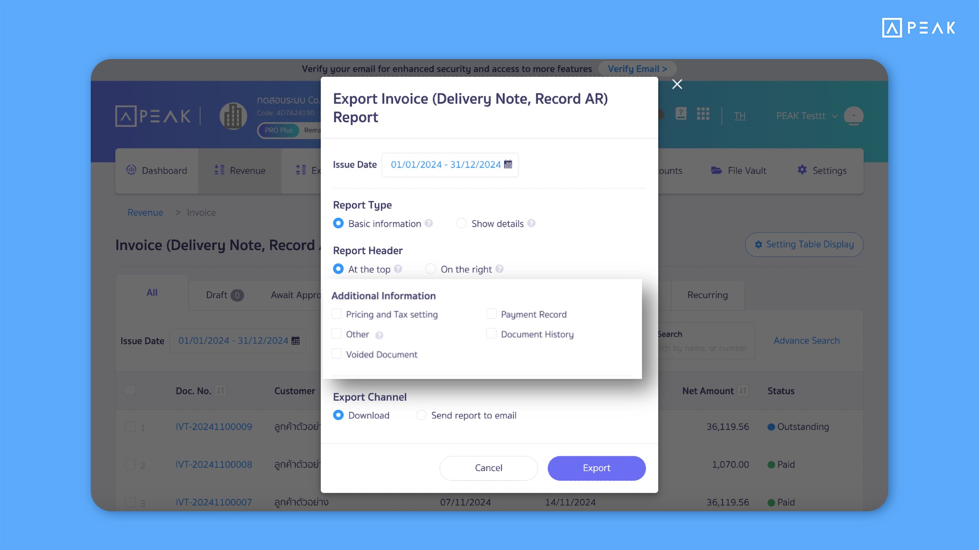 Added an option to customize data display in income and expense report documents