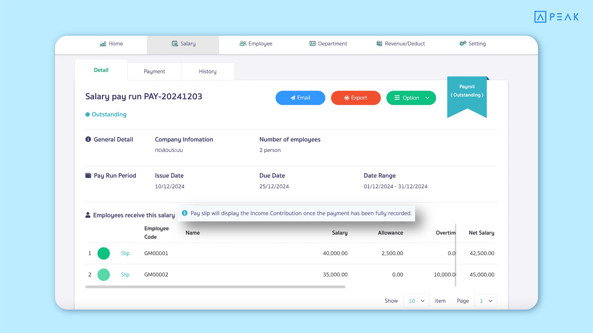 Example of a Notification Regarding Cumulative Income Calculation.