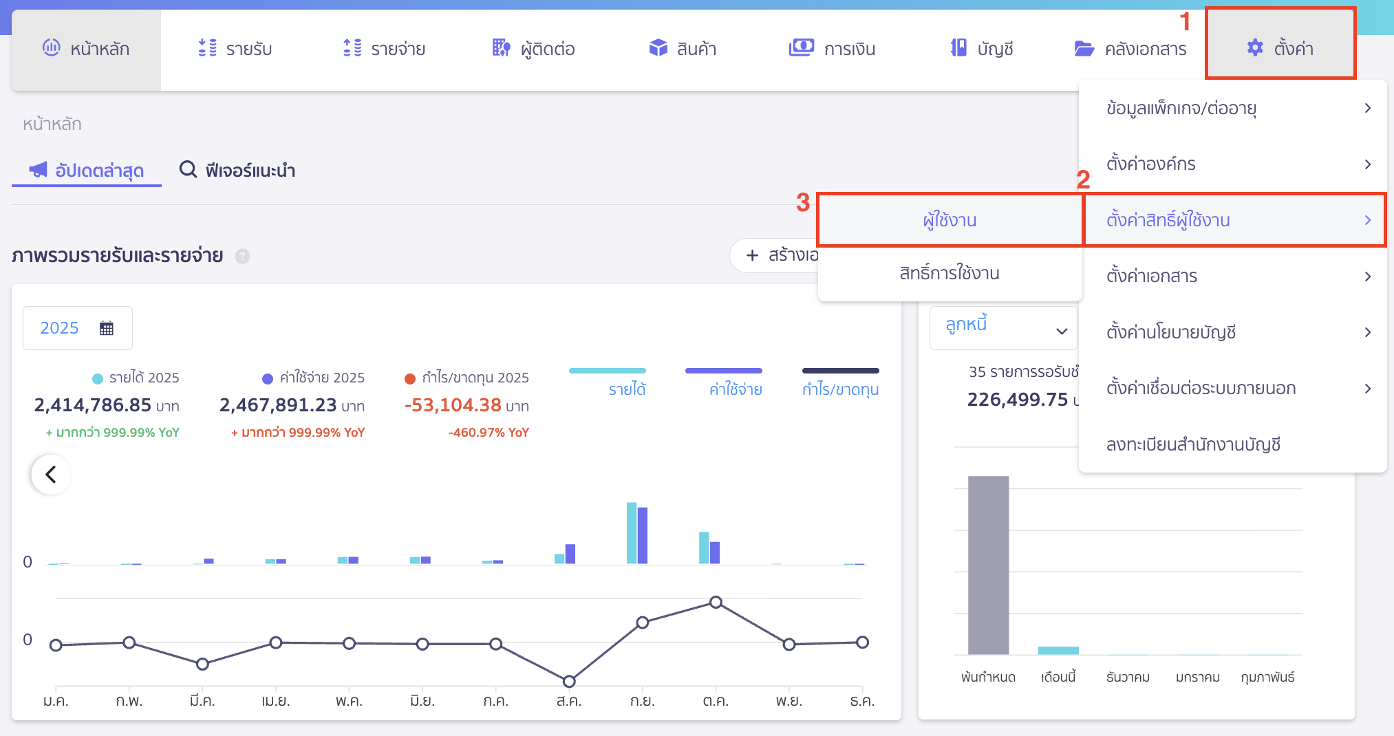 adding-deleting-users-in-business-1 การจัดการผู้ใช้งาน ไปที่เมนูตั้งค่า > ตั้งค่าสิทธิ์ผู้ใช้งาน > ผู้ใช้งาน