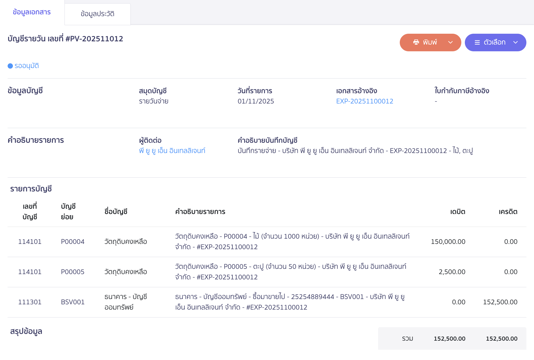 applying-new-peak-production-line-4 การประยุกต์ใช้งานสายผลิต ตัวอย่างการบันทึกบัญชี
