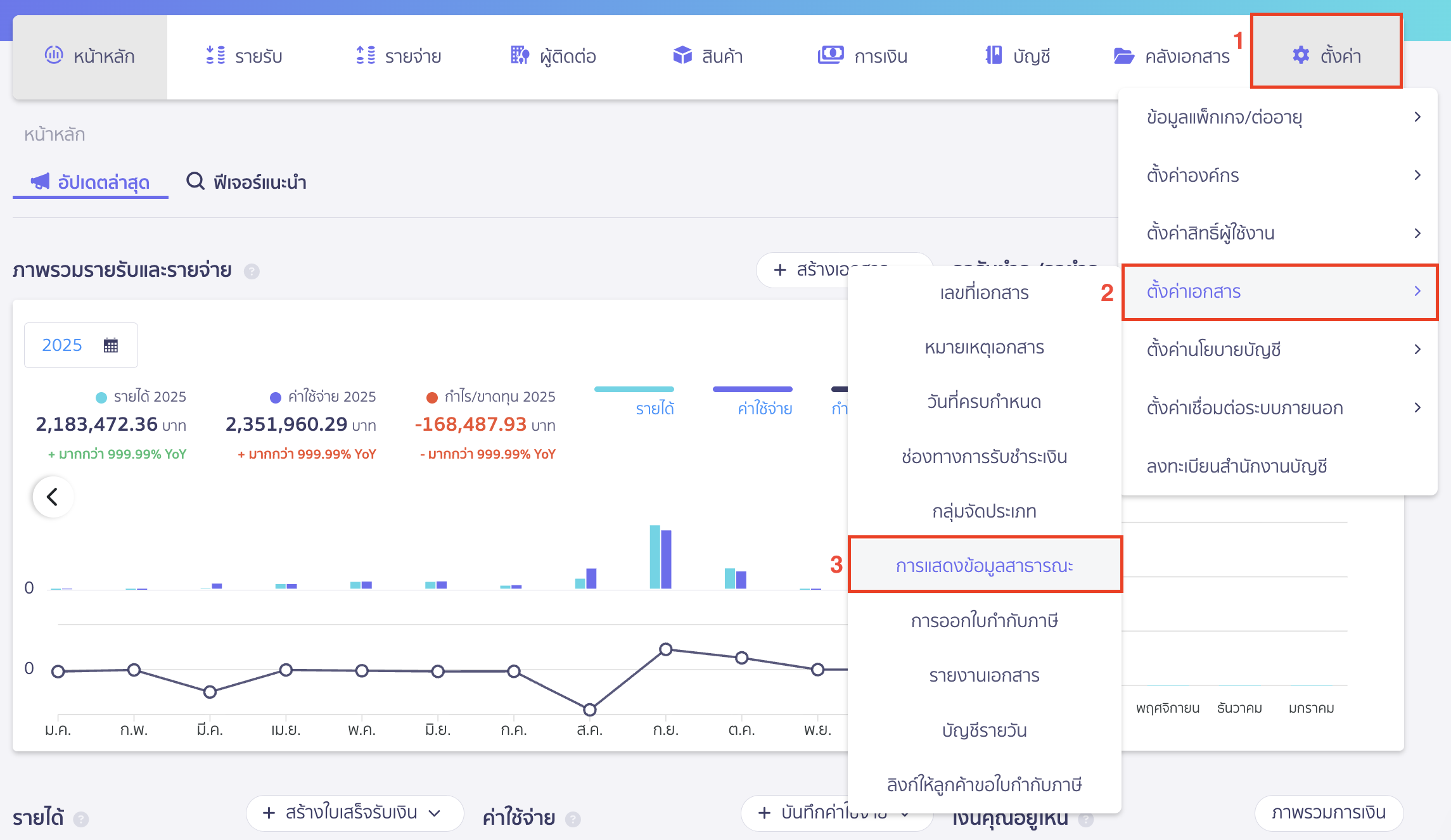 configuring-public-signatures-and-stamps-1 ตั้งค่าลายเซ็น ตราประทับองค์กร ใช้งานแบบสาธารณะ ไปที่เมนูตั้งค่า > ตั้งค่าเอกสาร > เลือก การแสดงข้อมูลสาธารณะ