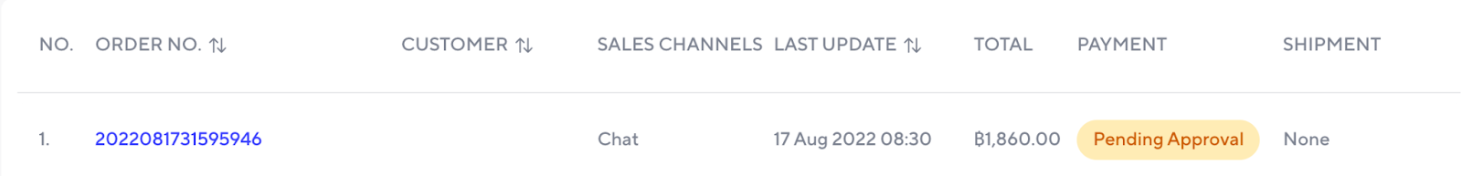 สถานะ Pending Approval เมื่อลูกค้าชำระเงิน