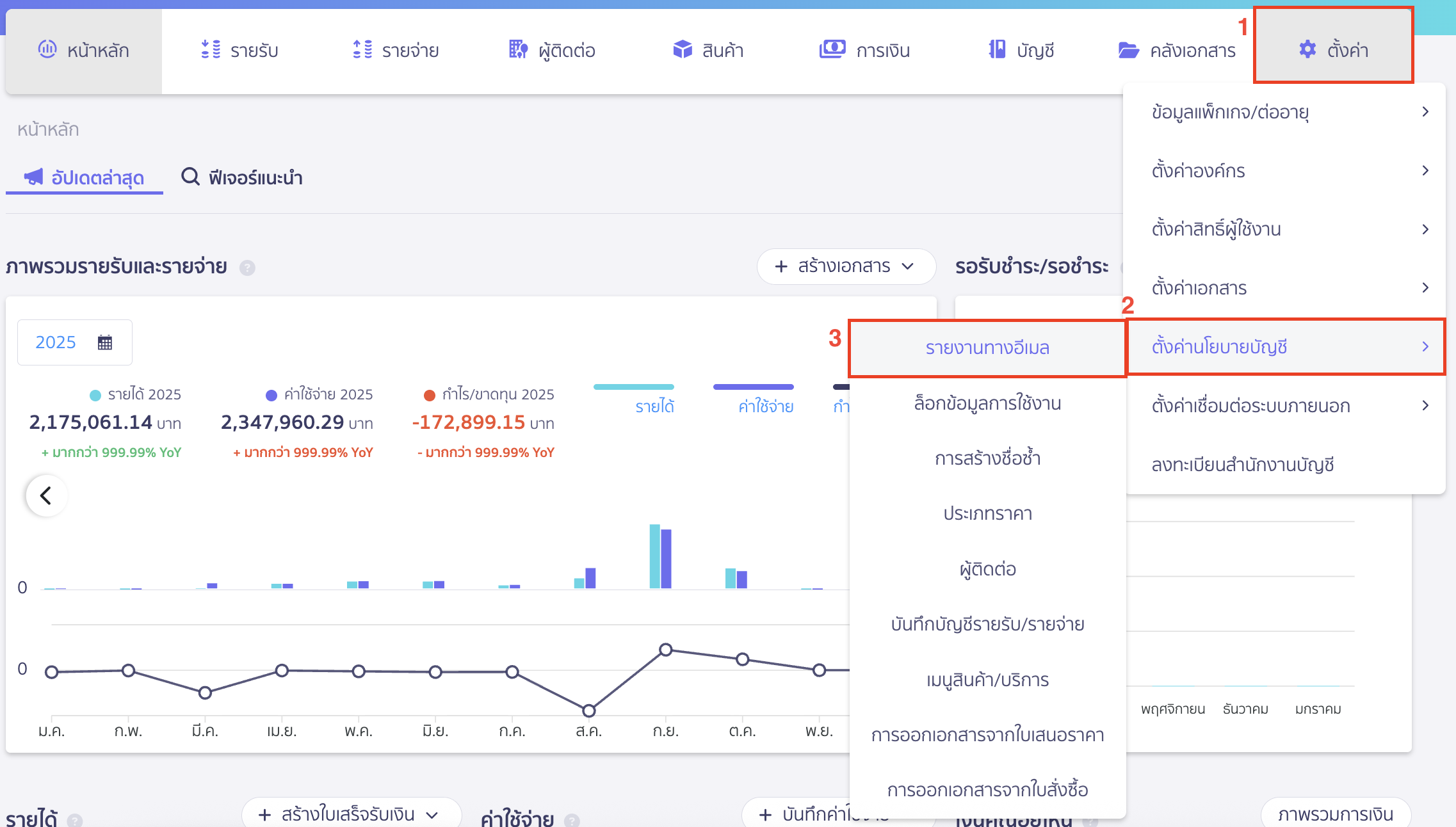 document-report-download-type-1 ตั้งค่ารายงานทางอีเมล ไปที่เมนูตั้งค่า > ตั้งค่านโยบายบัญชี > รายงานทางอีเมล