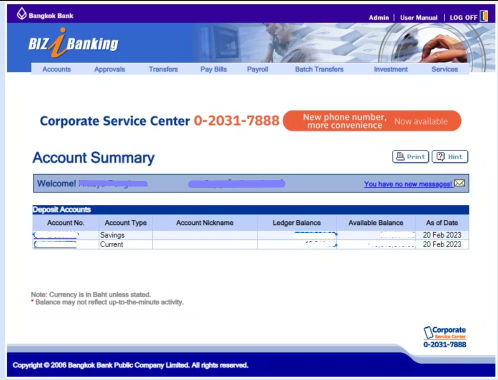 เลือกบัญชีที่ต้องการ Export File Statement BBL ใน Biz iBanking