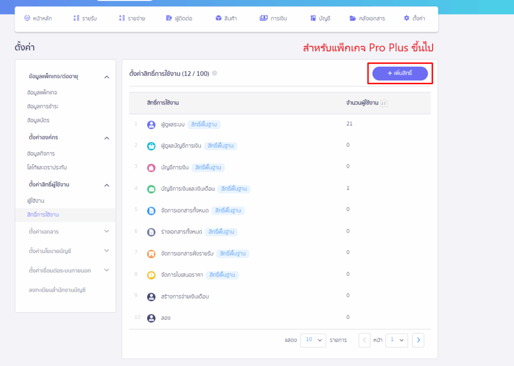 เพิ่มสิทธิ์ผู้ใช้งาน PEAK Payroll ตัวอย่างคู่มือ เพิ่มสิทธิ์การใช้งานใหม่ ใน PEAK