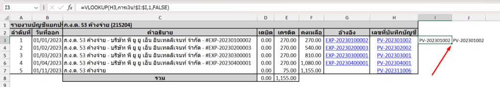 ตรวจสอบภาษี กรณีไม่ตรงกับงบทดลองDouble คลิกที่จุดสีเขียว เพื่อให้สูตรรันไปรายการอื่น ๆ