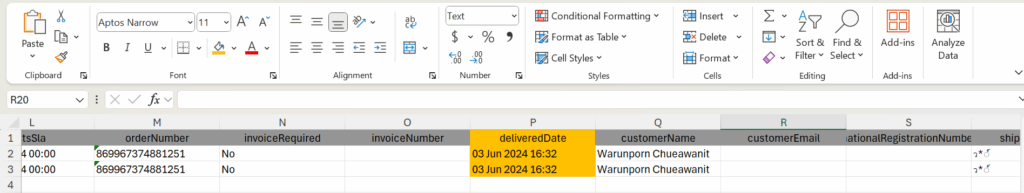 ตรวจสอบนำเข้าไฟล์ Shopee/Lazada/TikTok Shop ไม่สำเร็จ Lazada วันที่ส่งสินค้า