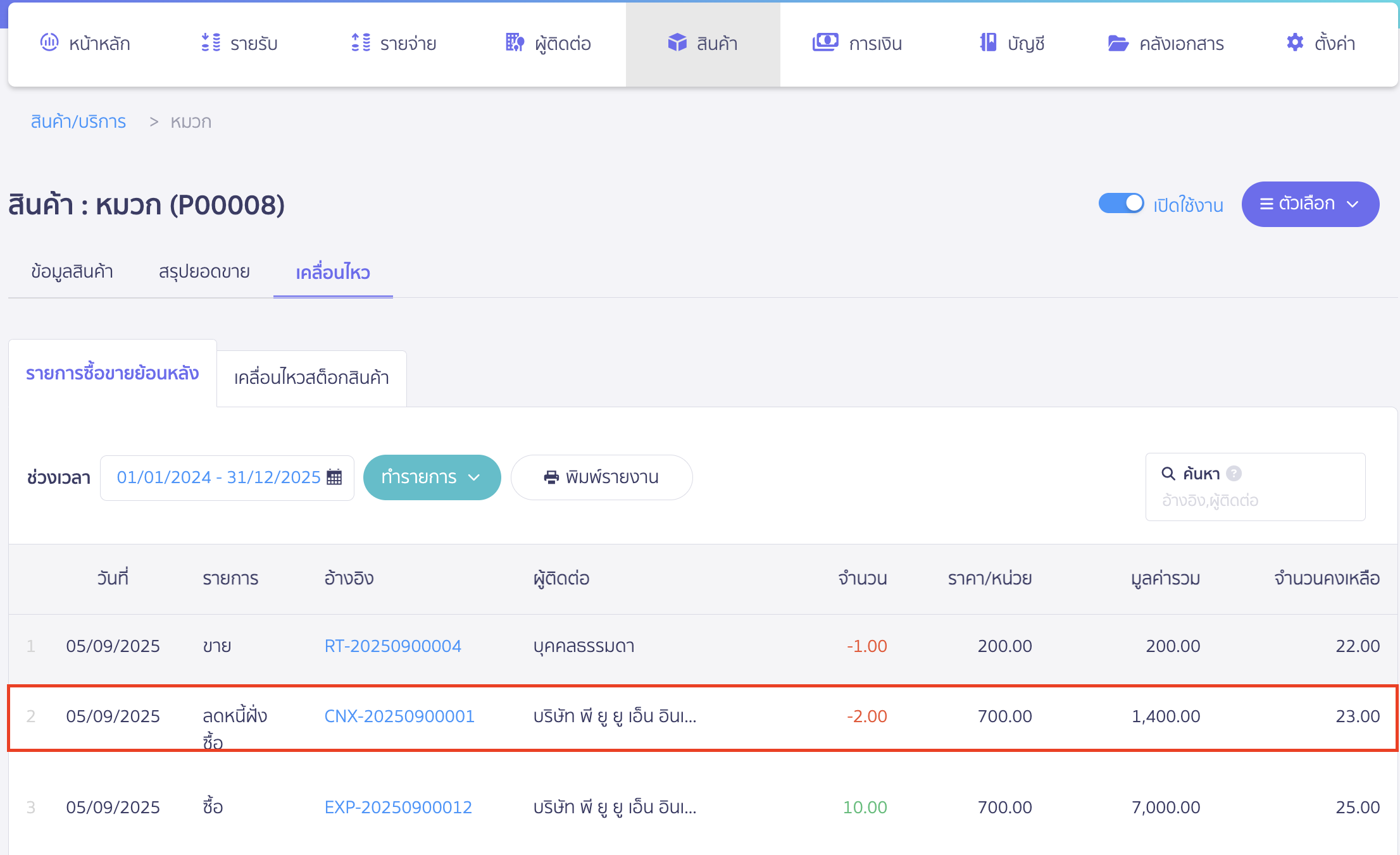 สินค้าในสต็อกจะถูกตัด Stock ให้อัตโนมัติเมื่อมีการคืนสินค้า