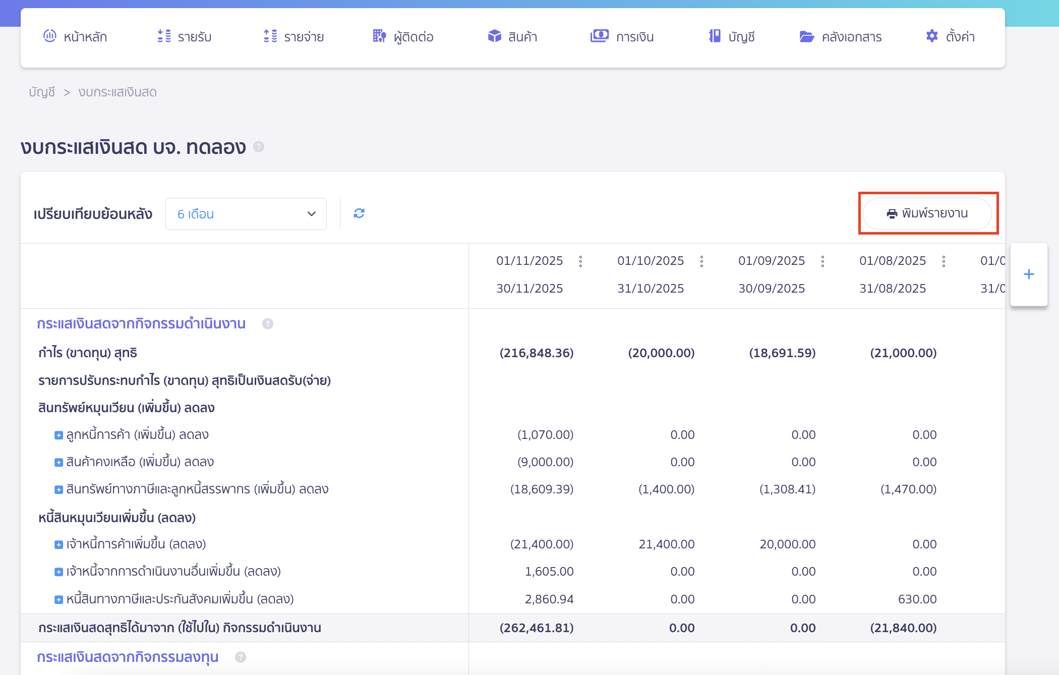 printing-cash-flow-statement-report-4 คลิกปุ่ม "พิมพ์รายงาน"