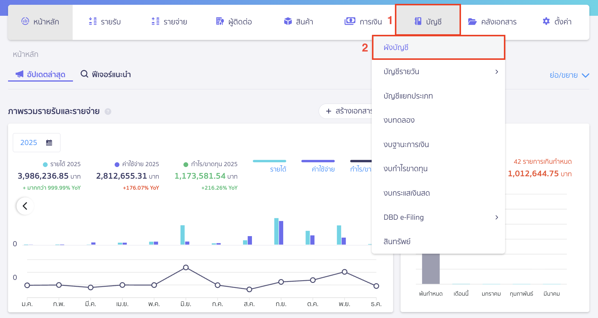printing-chart-of-accounts-report-1 พิมพ์รายงานผังบัญชี ไปที่หน้าบัญชี > เลือกผังบัญชี