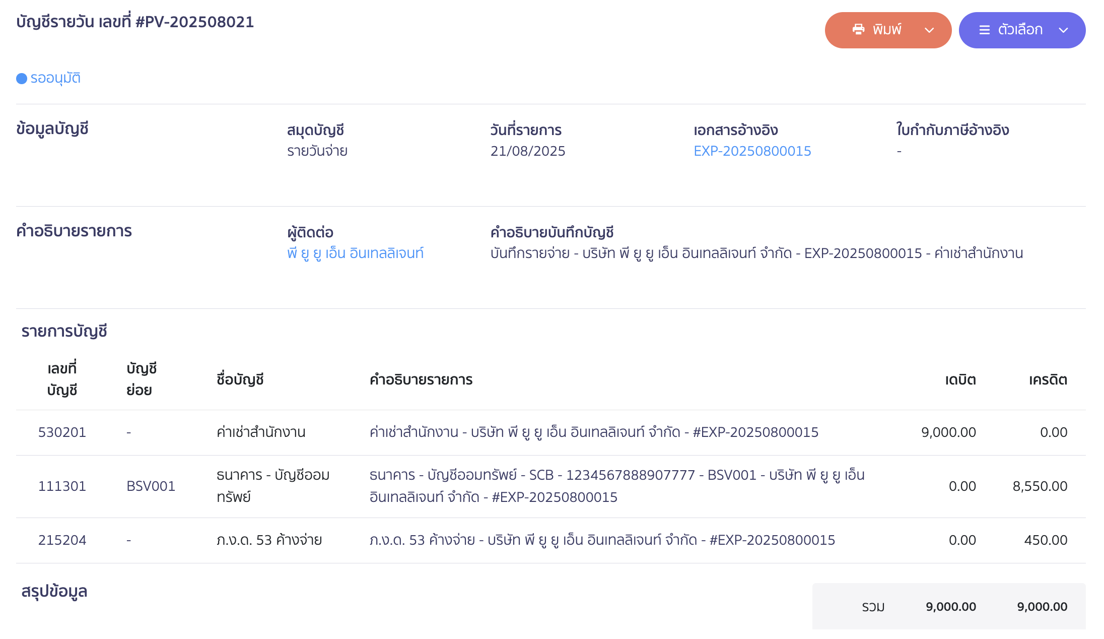 บันทึกค่าใช้จ่ายค่าเช่า ตัวอย่างการบันทึกบัญชี