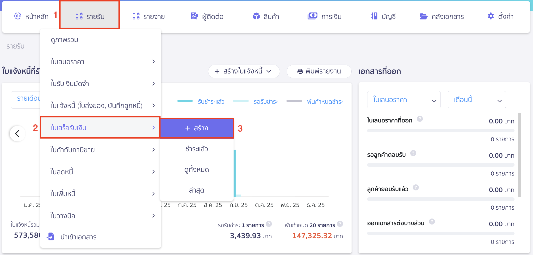 ไปที่เมนูรายรับ 
