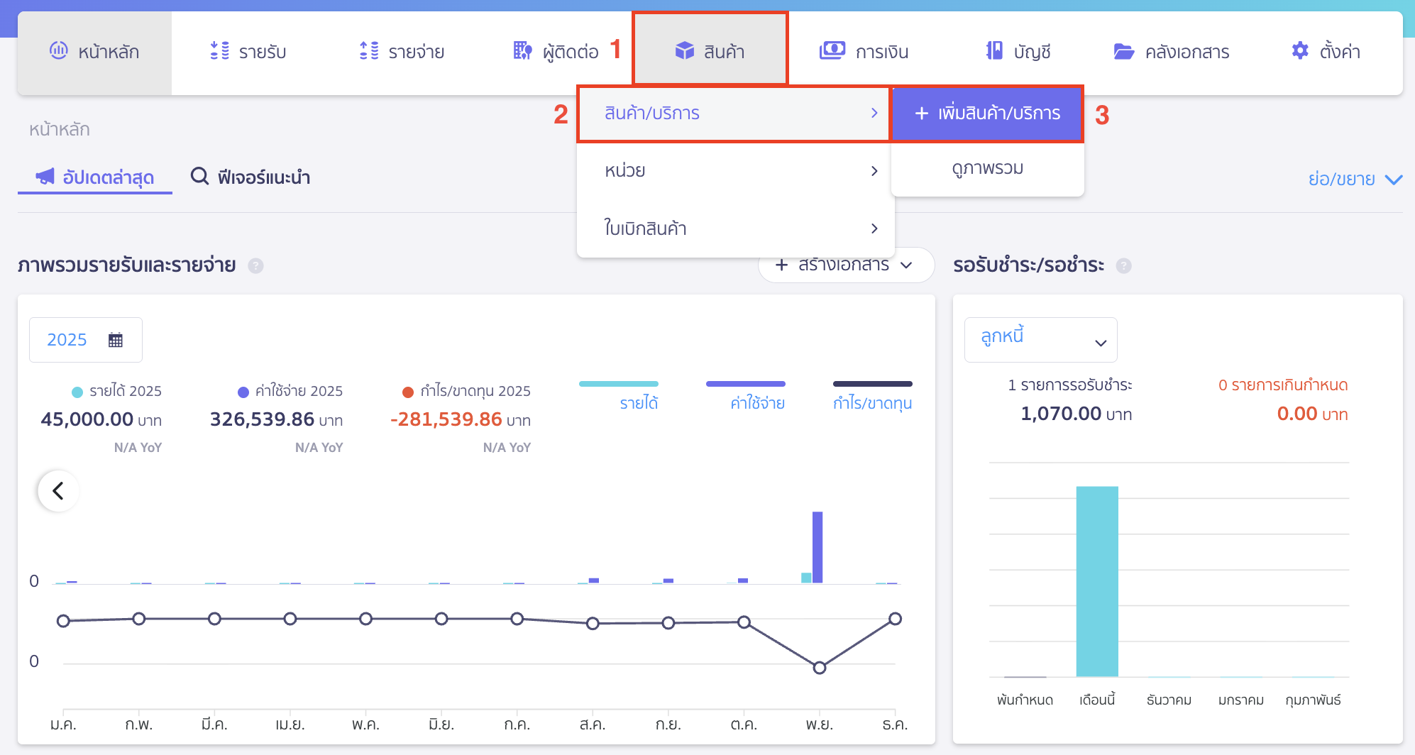 recording-purchase-of-construction-materials-for-construction-business-1 บันทึกซื้อวัสดุก่อสร้าง ไปที่เมนูสินค้า > สินค้า/บริการ > เพิ่มสินค้า/บริการ