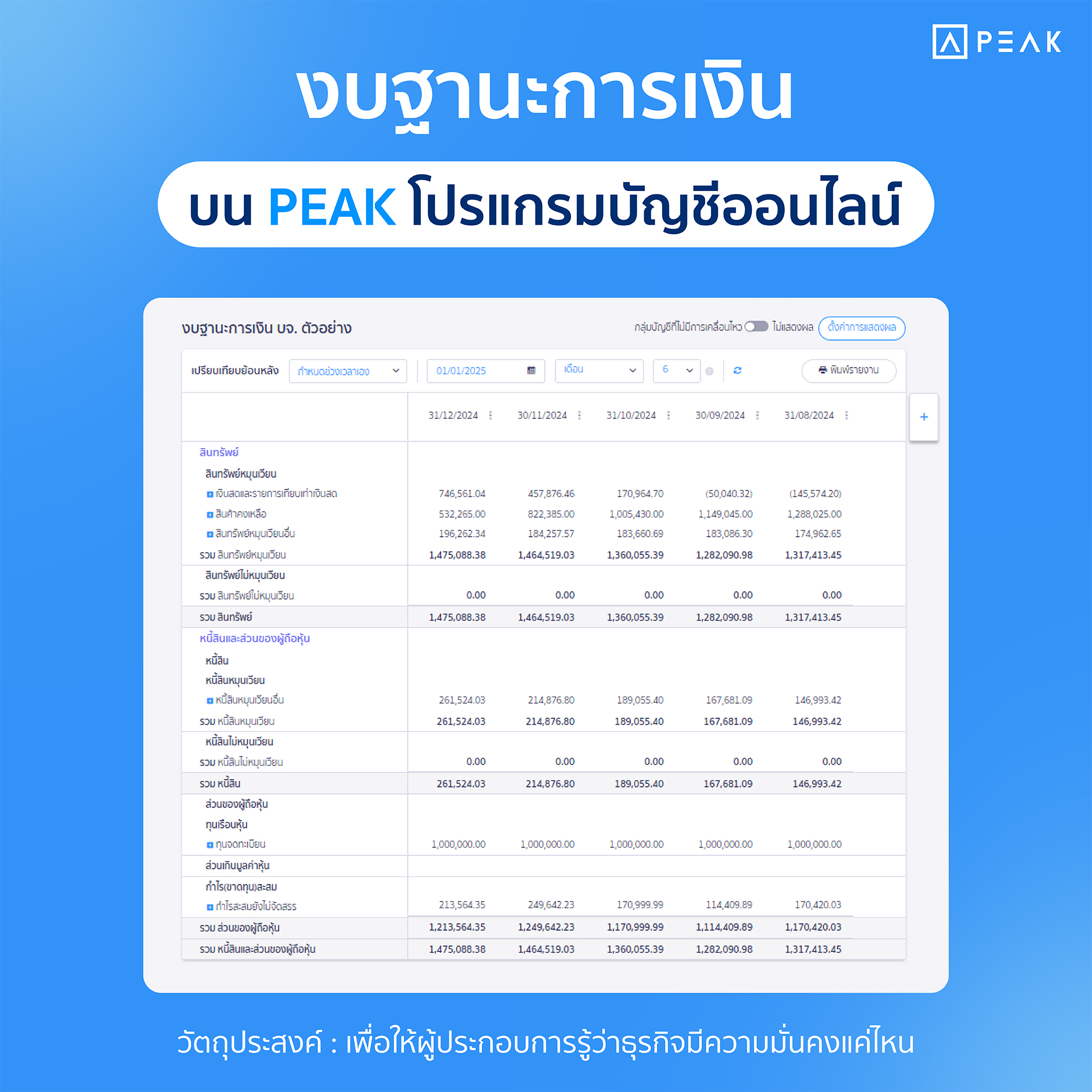 ตัวอย่างงบแสดงฐานะการเงิน