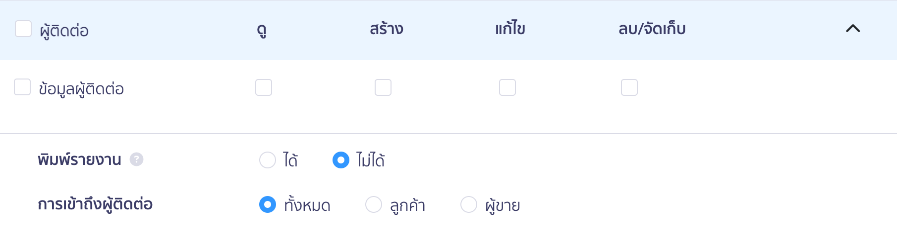 สิทธิ์การเข้าถึงผู้ติดต่อ สำหรับ PEAK Tax
