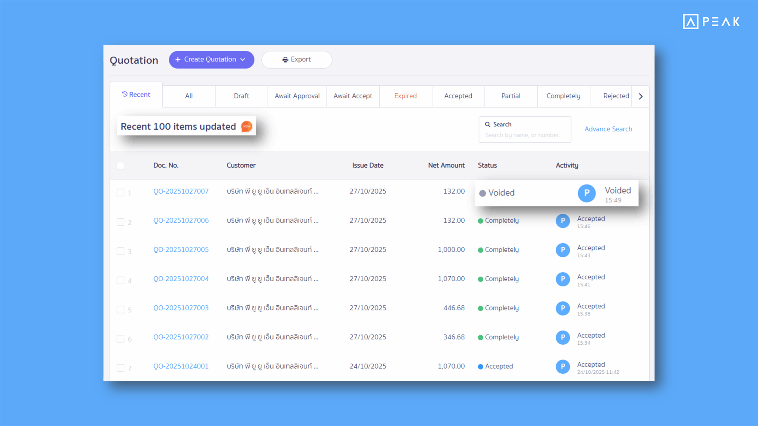 Enhanced “Recent” tab – now shows all document updates in real time