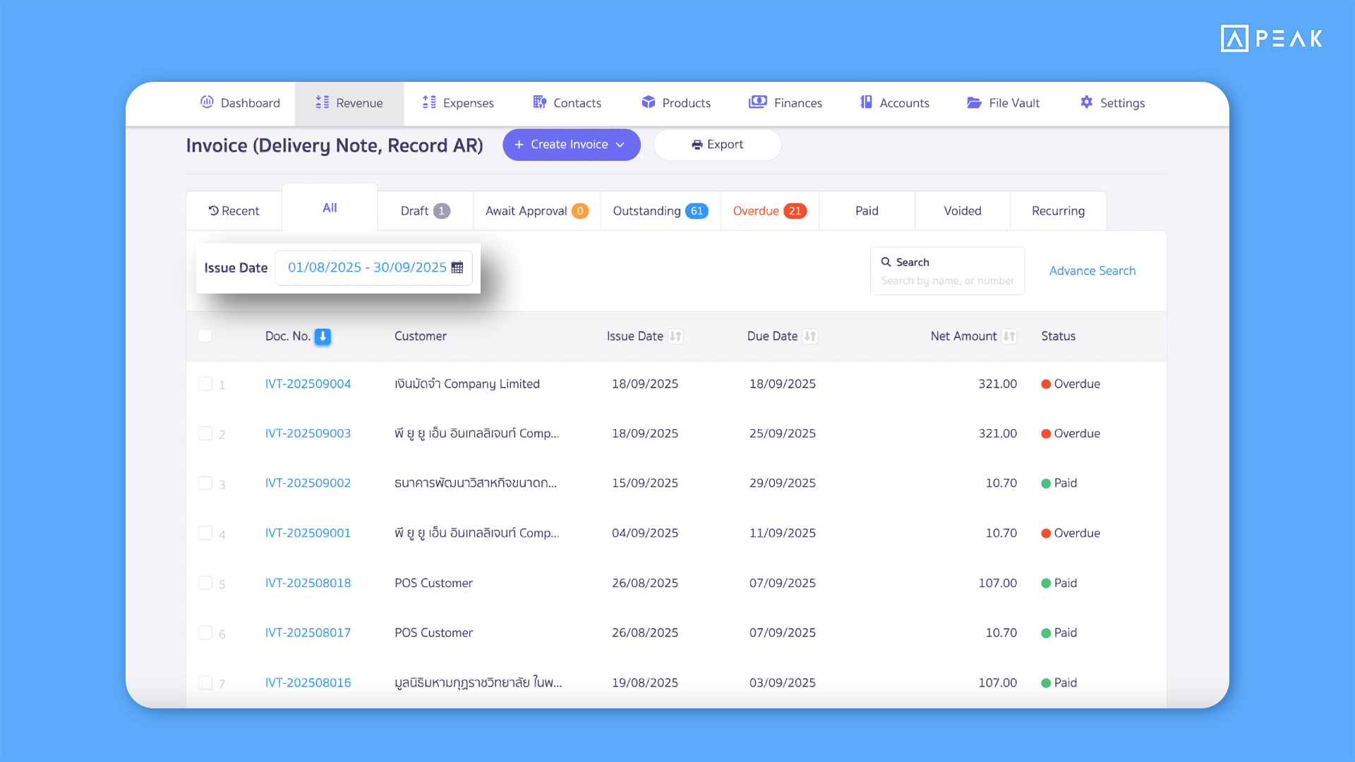 System now remembers default date ranges for documents and journals even after refresh in PEAK