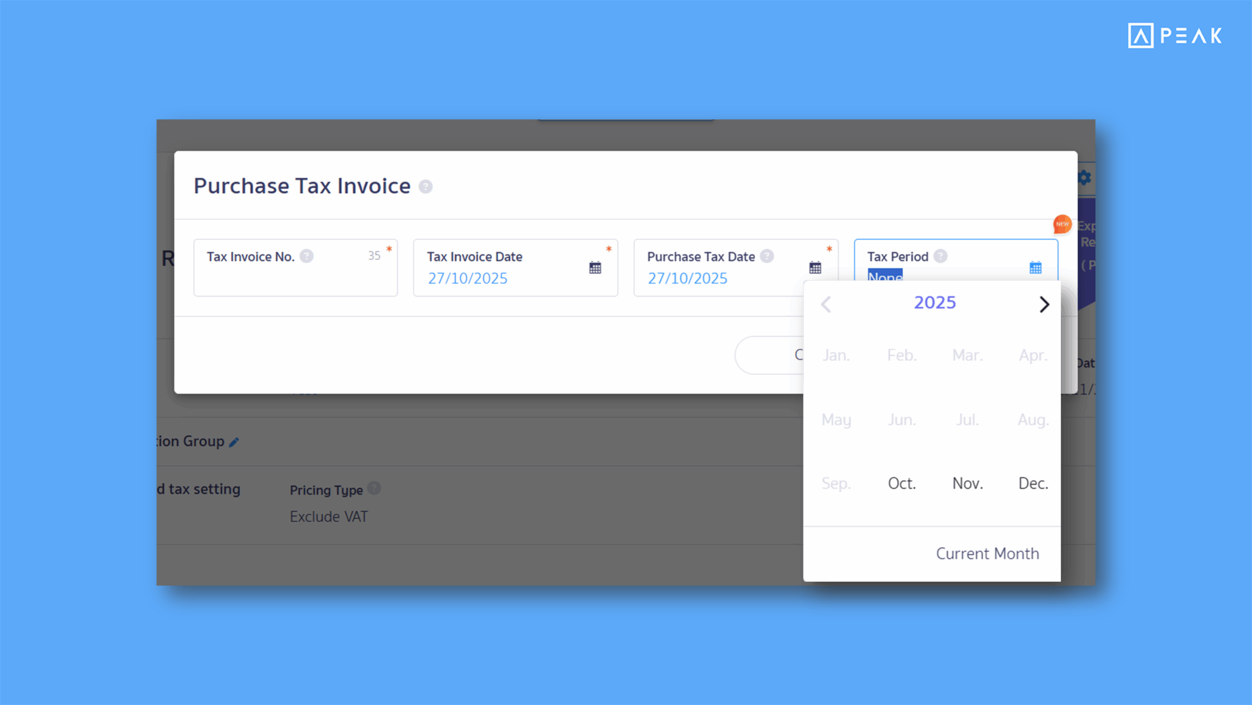 Added “Tax Period” field in Add Tax invoice menu — for more accurate tax management