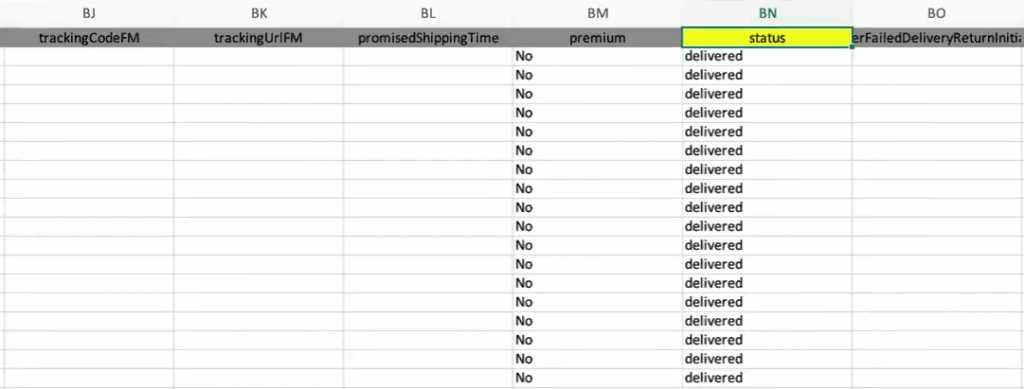 การกระทบยอด Lazada ใช้ข้อมูลที่ช่อง status (คอลัมน์ BN)