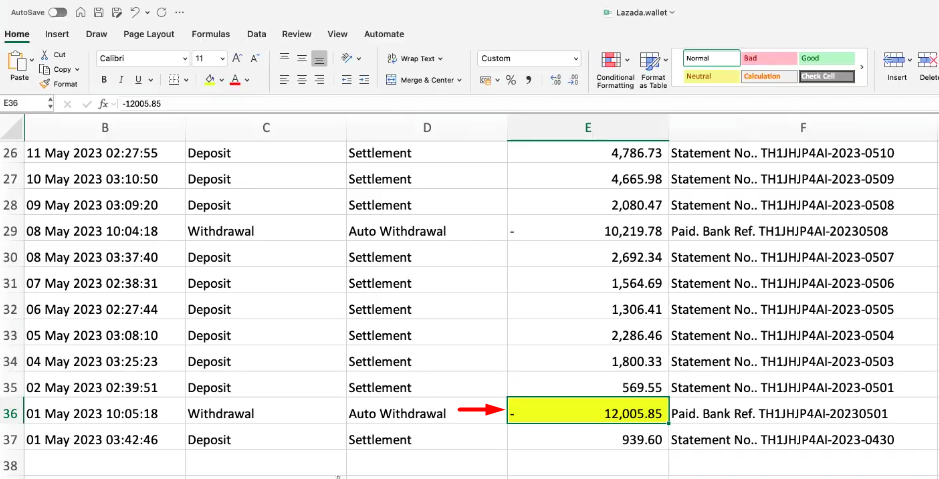 ต่อมาจะหาว่ายอดจะหา ยอดยกมา (ของเดือนก่อน) -2