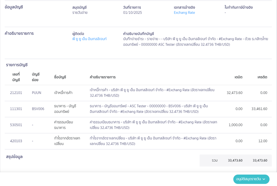 ตัวอย่างการลงบันทึกบัญชีจ่ายชำระ