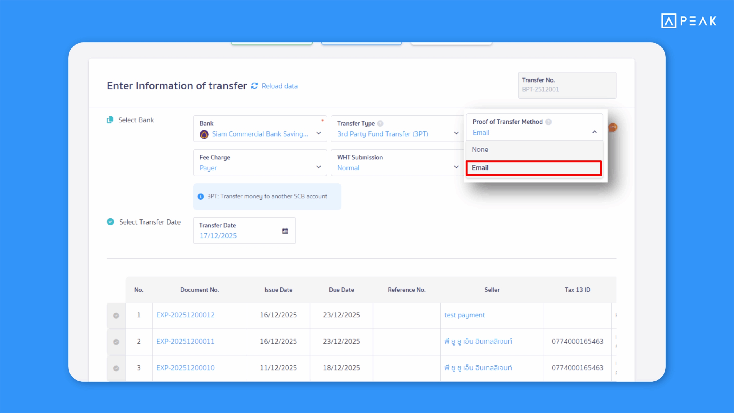 Added an option to send SCB transfer proof (Text file) via email when using Bulk Payment Transfers.