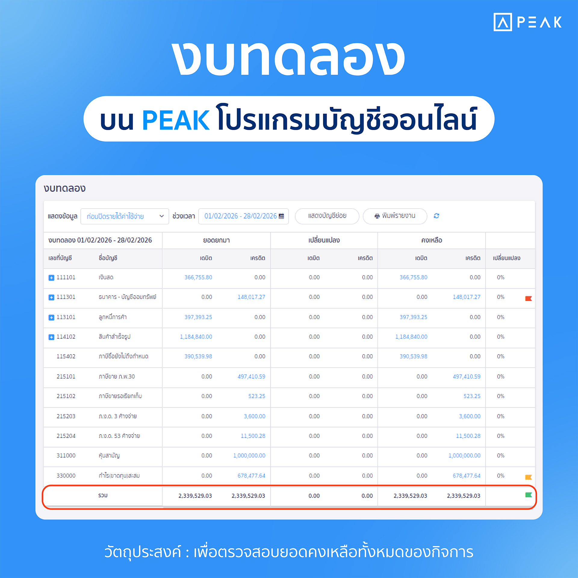 งบทดลอง