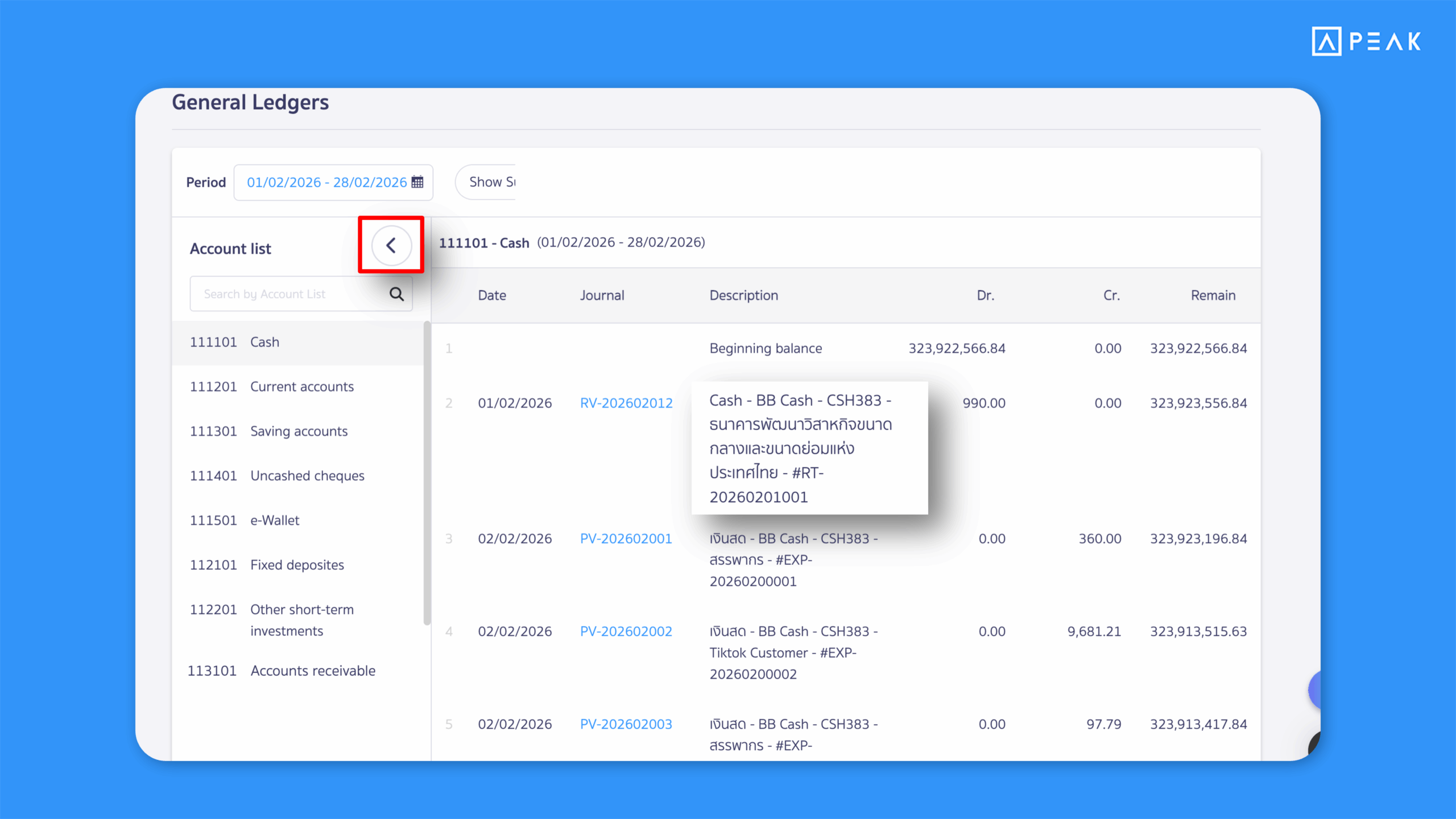Improved the General Ledger display to show full item descriptions for easier review.