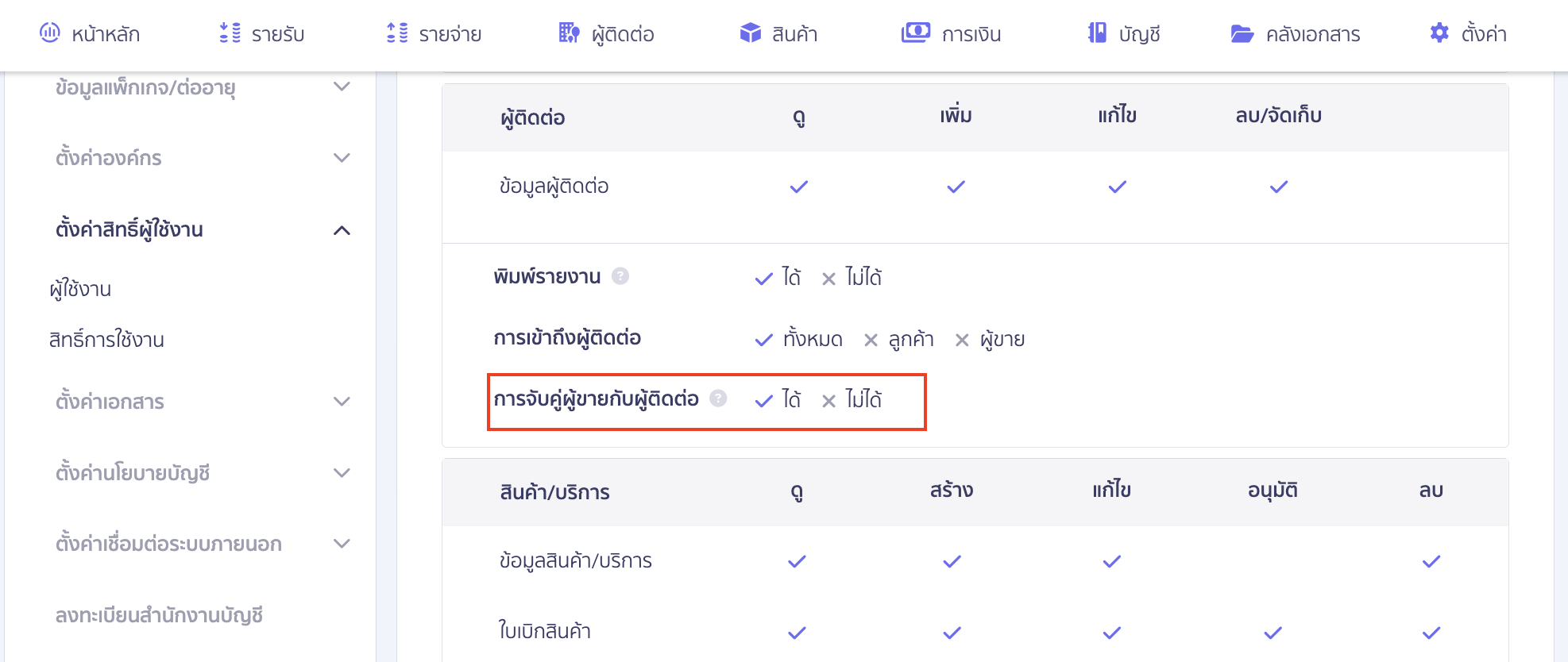 PEAK To PEAK การจับคู่ผู้ขายและผู้ติดต่อ ผู้ที่จะสามารถทำการจับคู่ผู้ขายกับผู้ติดต่อได้ จะต้องได้รับสิทธิ์จับคู่ผู้ขายกับผู้ติดต่อได้ 
