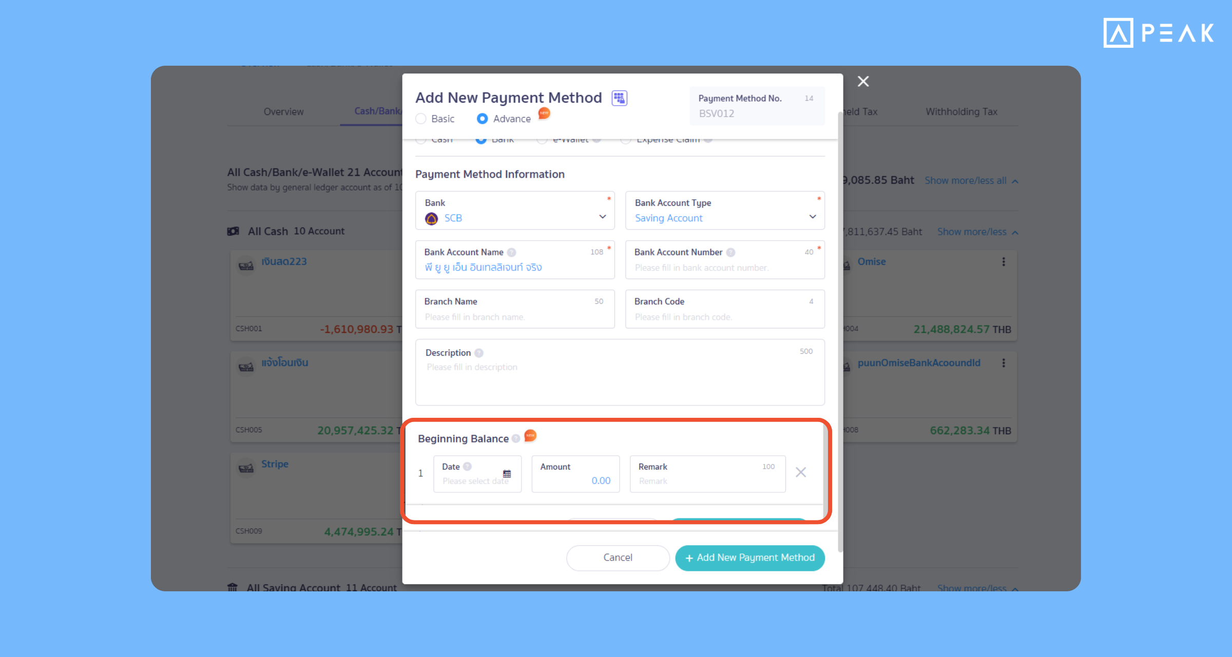 "Record financial channel opening balances" – Fill in and automatically post to accounts instantly without having to create a Journal page yourself.